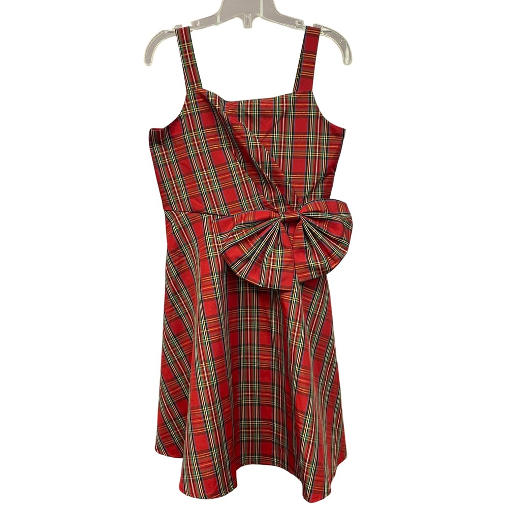 Blue Rain Girls Plaid Bow Dress Size 12 Red Holiday Festive‎ Occasion